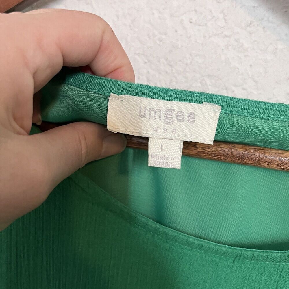 Umgee Shift Dress Women Large Mini Green Crochet Boho Colorful Hippie Retro - Picture 7 of 9